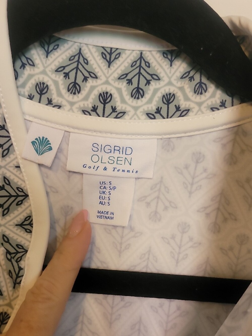 Sigrid Olsen White & Sage Sleeveless Printed Golf/tennis Dress - Picture 2 of 3